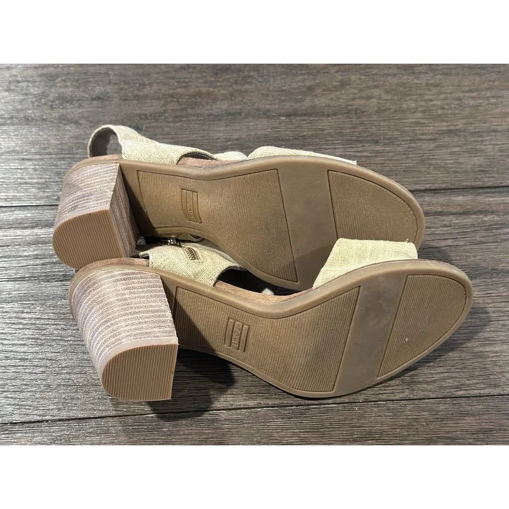 TOMS Womens Majorca Cutout Peeptoe  Sandal Heel‎ Champagne Metallic Woven Size 9
